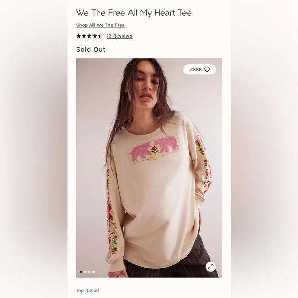 Free People All My Heart Embroidered Tee Size We The Free - Picture 14 of 14